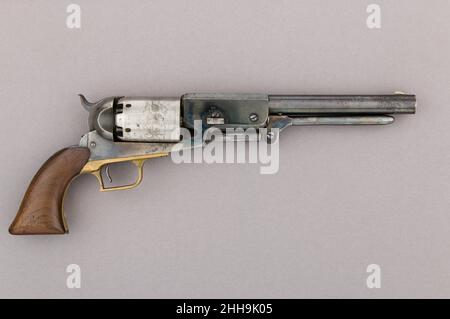 Colt Walker Percussion Revolver, Seriennummer 1017 1847 Samuel Colt die American Colt Walkers wurden zu Ehren von Kapitän Samuel Hamilton Walker (gestorben 1847) benannt, der Samuel Colt von der Notwendigkeit eines verbesserten Revolvers überzeugte und an dessen Entwurf teilnahm. Hergestellt wurde es von Eli Whitney Jr. (1820–1888), Sohn des berühmten amerikanischen Erfinders und Industriellen Eli Whitney (1765–1825). Colt Walker Percussion Revolver, Seriennummer 1017. Amerikaner, Whitneyville, Connecticut. 1847. Stahl, Messing, Holz (Nussbaum). Whitneyville, Connecticut. Waterman Lilly Ormsby (Amerikanisch, Hampton, Connecticut 1809–1883 Brook Stockfoto