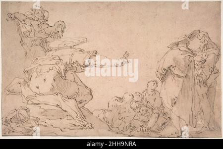 Saint John Predigten in der Wildnis Ende 16th–Mitte 17th Jahrhundert nach Abraham Bloemaert Niederländisch. Der heilige Johannes predigt in der Wildnis 335076 Stockfoto