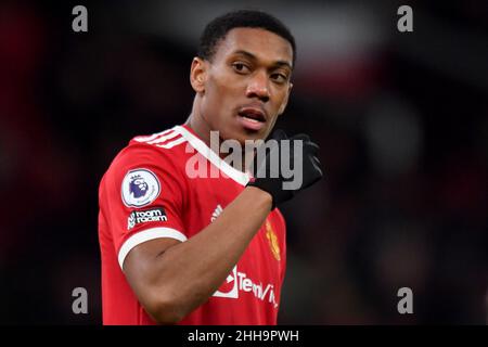 Manchester, Großbritannien. 22nd Januar 2022. Anthony Martial von Manchester United während des Spiels in der Premier League in Old Trafford, Manchester, Großbritannien. Bilddatum: Sonntag, 23. Januar 2022. Bildnachweis sollte lauten: Anthony Devlin Kredit: Anthony Devlin/Alamy Live News Stockfoto