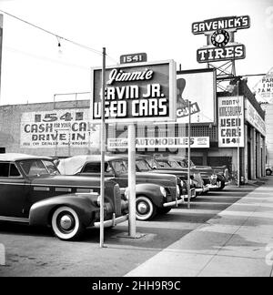 Gebrauchtwagenlot, Hollywood, California, USA, Russell Lee, US Office of war Information/USA Farm Security Administration, April 1942 Stockfoto