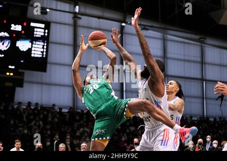 Thomas WIMBUSE (20) von Nanterre 92 während der französischen Meisterschaft, Betclic Elite Basketball-Spiel zwischen Paris Basketball und Nanterre 92 am 23. Januar 2022 in Halle Georges Corpentier in Paris, Frankreich - Foto Ann-Dee Lamour / CDP MEDIA / DPPI Stockfoto