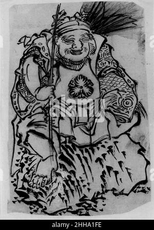 Ebisu (Gott des Glücks, Beschützer der Händler) 18th–19th Jahrhundert Schule von Katsushika Hokusai Japanisch. Ebisu (Gott des Glücks, Beschützer der Händler). Schule von Katsushika Hokusai (Japanisch, Tokio (Edo) 1760–1849 Tokio (Edo)). Japan. 18th–19th Jahrhundert. Tinte und Farbe auf Papier. Edo-Zeitraum (1615–1868). Gemälde Stockfoto