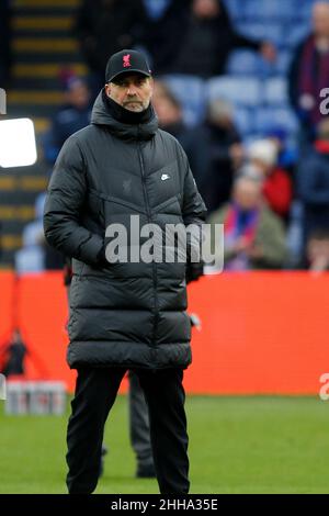 London, Großbritannien. 23rd Januar 2022. Liverpool-Manager JŸrgen Klopp während des Premier League-Spiels zwischen Crystal Palace und Liverpool im Selhurst Park, London, England am 23. Januar 2022. Foto von Carlton Myrie. Nur zur redaktionellen Verwendung, Lizenz für kommerzielle Nutzung erforderlich. Keine Verwendung bei Wetten, Spielen oder Veröffentlichungen einzelner Clubs/Vereine/Spieler. Kredit: UK Sports Pics Ltd/Alamy Live Nachrichten Stockfoto