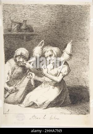 They Spin Well ('Bien lo hilan') 1807–45 Leonardo Alenza y Nieto Spanisch. Sie drehen sich gut ('Bien lo hilan') 334953 Stockfoto