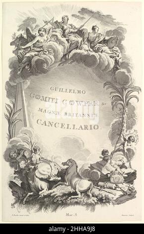 Frontispice pour le 'Tombeau du comte William Cowper' (Frontispiz aus dem 'Grab von William Cowper'), aus Tombeaux des Princes, des Grands Capitaines et autres hommes illustres (Gräber von Prinzen, großen Kapitäne und anderen illustren Männern) ca. 1736 Nicolas Dauphin de Beauvais Französisch. Frontispice pour le 'Tombeau du comte William Cowper' (Frontispiz aus dem 'Grab von William Cowper'), aus Tombeaux des Princes, des Grands Capitaines et autres hommes illustres (Gräber von Prinzen, Großen Kapitanen und anderen illustren Männern) 414269 Stockfoto