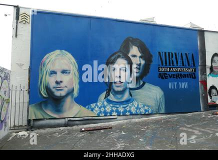 Los Angeles, California, USA 17th January 2022 Ein allgemeiner Blick auf die Atmosphäre von Nirvana Nevermind 30th Anniversary Street Art Mural am 17. Januar 2022 in Los Angeles, Kalifornien, USA. Foto von Barry King/Alamy Stockfoto Stockfoto