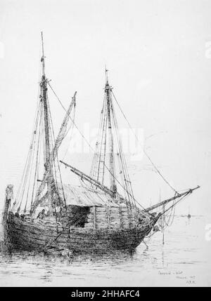 Charcoal Boat, Venice 1877 Andrew Fisher Bunner. Charcoal Boat, Venedig 10273 Stockfoto