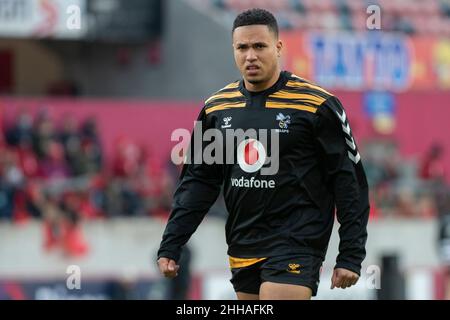 Limerick, Irland. 24th Januar 2022. Marcus WATSON von Wespen während des Heineken Champions Cup, Runde 4, Pool B Spiel zwischen Munster Rugby und Wespen im Thomond Park in Limerick, Irland am 23. Januar 2022 (Foto von Andrew SURMA/ Quelle: SIPA USA/Alamy Live News Stockfoto
