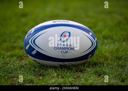 Limerick, Irland. 24th Januar 2022. Offizieller Ball während des Heineken Champions Cup, Runde 4, Pool B Spiel zwischen Munster Rugby und Wespen im Thomond Park in Limerick, Irland am 23. Januar 2022 (Foto von Andrew SURMA/ Quelle: SIPA USA/Alamy Live News Stockfoto