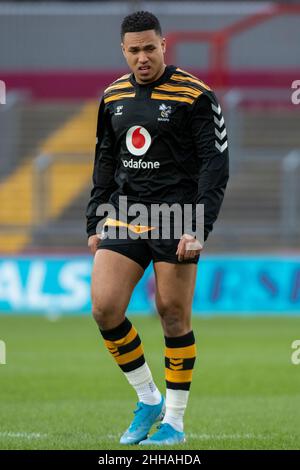 Limerick, Irland. 24th Januar 2022. Marcus WATSON von Wespen während des Heineken Champions Cup, Runde 4, Pool B Spiel zwischen Munster Rugby und Wespen im Thomond Park in Limerick, Irland am 23. Januar 2022 (Foto von Andrew SURMA/ Quelle: SIPA USA/Alamy Live News Stockfoto