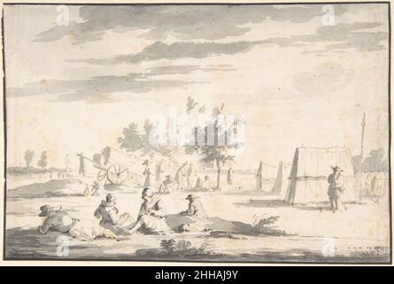 Landschaft mit Figuren und Campingplatz n.d. Josua de Grave Dutch zugeschrieben. Landschaft mit Zahlen und Zeltlager 335558 Stockfoto