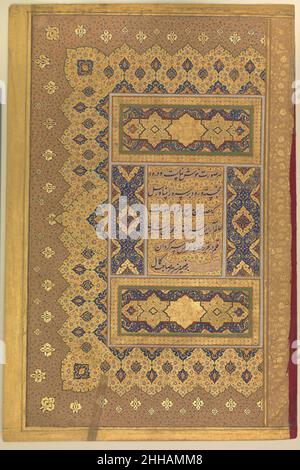 'Unwan', Folio vom Shah Jahan Album Recto und verso: Ca. 1630–40 Mir 'Ali Haravi. 'Unwan', Folio aus dem Shah Jahan Album 451289 Stockfoto