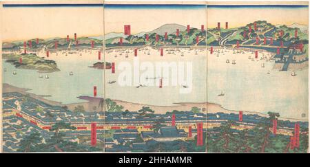 Panoramalandschaft 19th Jahrhundert Utagawa (Gountei) Sadahide Japanisch. Panoramalandschaft 73570 Stockfoto