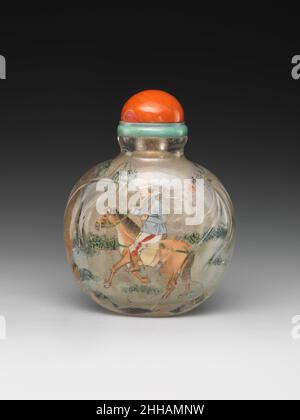 China Mit Schnupftabakflasche. Schnupftabakflasche. China. Innen Kristall lackiert, Korallenstopper. Qing-Dynastie (1644–1911), Qianlong-Periode (1736–95). Schnupfflaschen Stockfoto