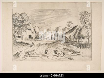 The Swan's Inn with Farms aus der Serie The Small Landscapes 1559–61 nach dem Meister der Small Landscapes Niederlandisch. The Swan's Inn with Farms aus der Serie The Small Landscapes 381356 Künstler: Nach dem Meister der Small Landscapes, Niederländisch, 16th Jahrhundert, Künstler: Johannes van Doetecum der Ältere, Niederländisch, aktiv 1554?ca. 1600, gestorben 1605, Künstler: Lucas van Doetecum, Niederländisch, aktiv 1554?72, gestorben vor 1589, frühere Namensnennung: Früher Pieter Bruegel dem Älteren zugeschrieben, Niederländisch, Breda (?) Ca. 1525?1569 Brüssel, The Swan's Inn with Farms from the seri Stockfoto