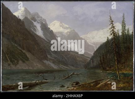 Kanadische Rockies (Lake Louise) ca. 1889 Albert Bierstadt Amerikaner während seiner Reisen in den amerikanischen und kanadischen Westen fertigte Bierstadt Ölskizzen wie diese an, die er in seinem New Yorker Atelier als Referenz für die riesigen, sorgfältig detaillierten Panoramaszenen verwendete, die ihm in den Jahren 1860s und 1870s kritische Anerkennung brachten. Am Ende des Jahrhunderts hatten die amerikanischen Zuschauer die bescheideneren Landschaftsbeobachtungen von Barbizon und impressionistischen Malern zu schätzen gelernt, und Bierstadts Skizzen wurden selbst als frische, direkte Aufzeichnungen über die Orte geschätzt, die er besucht hatte. Kana Stockfoto