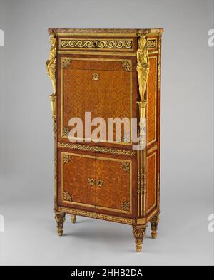 Kabinettsminister (secrétaire à abattant oder secrétaire en armoire) 1786–87 Guillaume Benneman dieser Sekretär wurde für den Kabinettsdirektor von Louis XVI im Palais de Compiègne ernannt. Die Tischlerarbeiten wurden unter der Aufsicht von Guillaume Beneman (Meister 1785) ausgeführt. Die vergoldeten Bronze-Halterungen wurden von Louis-Simon BOIZOT (1743-1809), Martin und Michaud modelliert, von Forestier gegossen, unter anderem von Pierre-Philippe Thomire (1751-1843), Bardier und Tournay gejagt und von Galle vergoldet. Die Arbeit an der Sekretärin wurde von Jean Hauré, Unternehmer des Meubles de la Couronne (aktiv 1774-96), koordiniert. Stockfoto