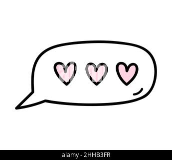 Nette Sprechblase mit Herzen isoliert auf weißem Hintergrund. Vektor-handgezeichnete Illustration im Doodle-Stil. Perfekt für Valentinstag Designs, Karten Stock Vektor