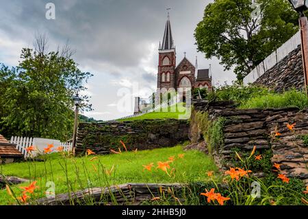 Abendspaziergang auf dem Appalachian Trail, Harpers Ferry, West Virginia, USA Stockfoto