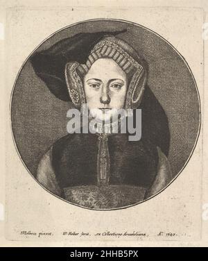 Porträt einer jungen Frau 1647 Wenceslaus Hollar Böhmische Büstenlänge Porträt einer Frau, die früher als Königin Katharina von Aragon identifiziert wurde. Aus Hans Holbein Porträt in der Sammlung Arundel. Porträt einer jungen Frau 398748 Stockfoto