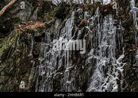 Eiskiel entlang des Rail Trail, Heritage Rail Trail County Park, York County, Pennsylvania, USA Stockfoto