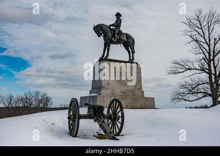 Denkmal für General O.O. Howard, East Cemetery Hill, Gettysburg National Military Park, Pennsylvania, USA Stockfoto