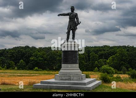 Denkmal des Generalmajors Abner Doubleday, Gettysburg National Military Park, Pennsylvania USA Stockfoto