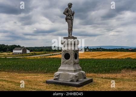 Denkmal für das 84th New York Volunteer Infantry Regiment (14th Brooklyn), Gettysburg National Military Park, Pennsylvania USA Stockfoto