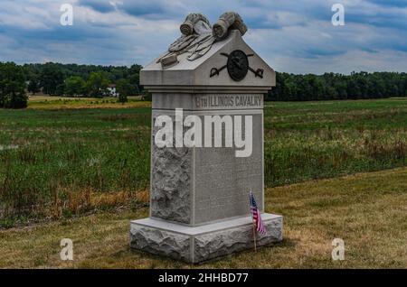 Denkmal für die 8th Illinois Volunteer Cavalry, Gettysburg National Military Park, Pennsylvania USA Stockfoto