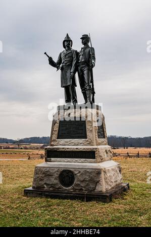 Foto des New York Volunteer Infantry Regiment Monument 73rd, Gettysburg National Military Park, Pennsylvania USA Stockfoto