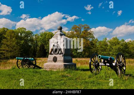 Foto von Battery D 1st New York Light Artillery Monument, Gettysburg National Military Park, Pennsylvania USA Stockfoto