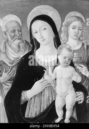 Madonna mit Kind mit den Heiligen Hieronymus und Maria Magdalena Matteo di Giovanni di Bartolo Italienisch. Madonna mit Kind mit den Heiligen Hieronymus und Maria Magdalena 437038 Stockfoto