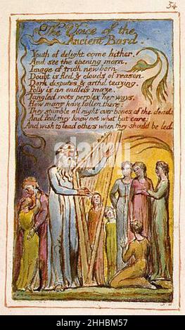 Songs of Innocence and of Experience, Kopie AA, 1826 Objekt 54 The Voice of Ancient Bard. Stockfoto
