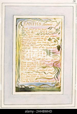 Songs of Innocence and of Experience, Kopie V, 1821 Earth's Answer. Stockfoto
