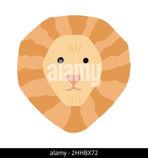 Gesicht Charakter Löwe isoliert auf weißem Hintergrund. Lustige Cartoon-Figur rote Farbe in Doodle-Stil Vektor-Illustration. Stock Vektor