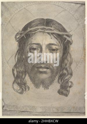 Antlitz Christi auf dem Tuch der heiligen Veronica 1649 Claude Mellan Französisch. Antlitz Christi auf dem Tuch der heiligen Veronica 393753 Stockfoto