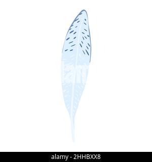 Feder isoliert auf weißem Hintergrund. Handgezeichnetes Grafikelement. Doodle-Vektor-Illustration. Stock Vektor