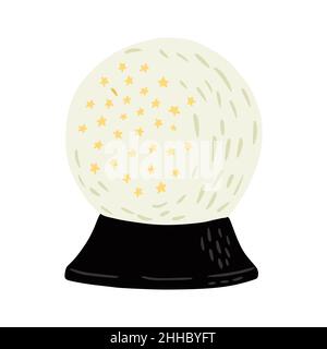 Magic Ball isoliert auf weißem Hintergrund. Cartoon magisches Element Glück handgezeichnete Skizze weiße Farbe. Vektorgrafik im Doodle-Stil. Stock Vektor