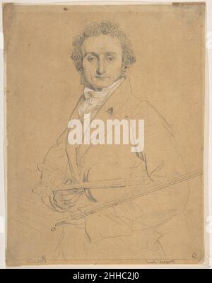 Niccolò Paganini (1784–1840) ca. 1830 Jean Auguste Dominique Ingres French Ingres hat diese Zeichnung speziell für seinen engen Freund Luigi Calamatta angefertigt, der 1830 darauf einen Buntstiftmanner-Stich (17,3.756-2183) angefertigt hat. Ingres traf den Sitter, den Geiger Niccolò Paganini, wahrscheinlich im April 1819, vielleicht während eines Rezetens für Prinz Wenzel von Kaunitz-Rietberg, den österreichischen Botschafter in Rom. Der französische Maler war bereits mit der Familie des Botschafters vertraut, nachdem er seine drei jungen Töchter 1818 in einer weiteren Graphitzeichnung in der Sammlung porträtierte (1998,21). Es war in diesem Rom Stockfoto