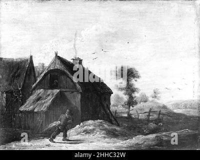 Landschaft mit strohgedeckten Hütten Werkstatt von David Teniers dem jüngeren Flämisch. Landschaft mit strohgedeckten Hütten 437781 Stockfoto