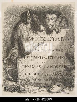 Titelseite, von Monkey-ana oder Men in Miniature 1827 Thomas Landseer British. Titelseite, von Monkey-ana oder Men in Miniature 395578 Stockfoto