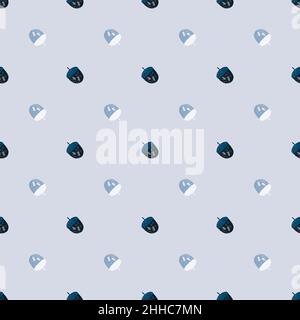 Abstraktes, botanisches Nahtloses Muster mit kleinen, von Hand gezeichneten Eichelformen. Heller pastellblauer Hintergrund. Abbildung des Bestandes. Vektor-Design für Textil, Stock Vektor