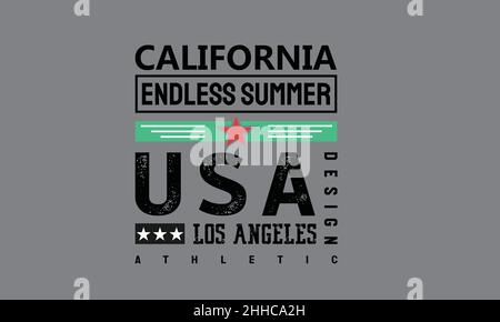 California Slogan Endless Summer urban T-Shirt Monogram Text Vektor Vorlage Stock Vektor
