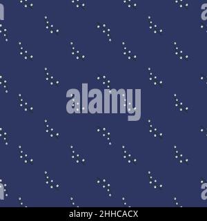 Abstraktes Natur-Nahtloses Muster mit weißen Beeren auf Ästen. Marineblauer Hintergrund. Flacher Vektordruck für Textilien, Stoff, Geschenkdrap, Tapeten. De Stock Vektor