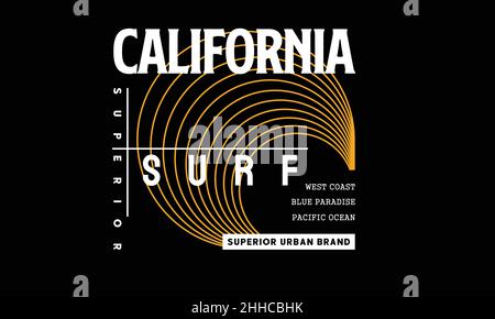 Kalifornischer Slogan urban T-Shirt Monogram Text Vektor Vorlage Stock Vektor