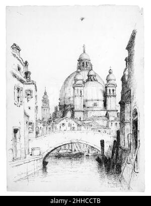 Rio Santa Croce e Santa Maria della Salute, Venedig 1883 Andrew Fisher Bunner. Rio Santa Croce e Santa Maria della Salute, Venedig. Andrew Fisher Bunner (1841–1897). Amerikanisch. 1883. Schwarze Tinte und Graphitspuren auf off-white wove paper Stockfoto