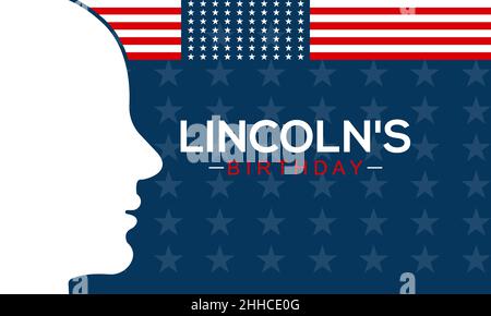 Lincolns Geburtstag. US-Urlaubskonzept Vektorvorlage für Banner, Karte, Poster, Hintergrund. Stock Vektor