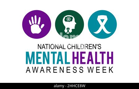 National Children's Mental Health Awareness Week. Medizinische Konzept Vektor-Vorlage für Banner, Karte, Poster, Hintergrund. Stock Vektor