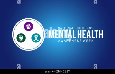 National Children's Mental Health Awareness Week. Medizinische Konzept Vektor-Vorlage für Banner, Karte, Poster, Hintergrund. Stock Vektor