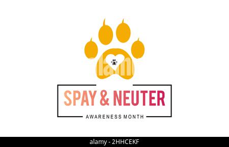 „Spay and Neutrer Awareness Month“. Vektorvorlage für Banner, Karte, Poster, Hintergrund. Stock Vektor